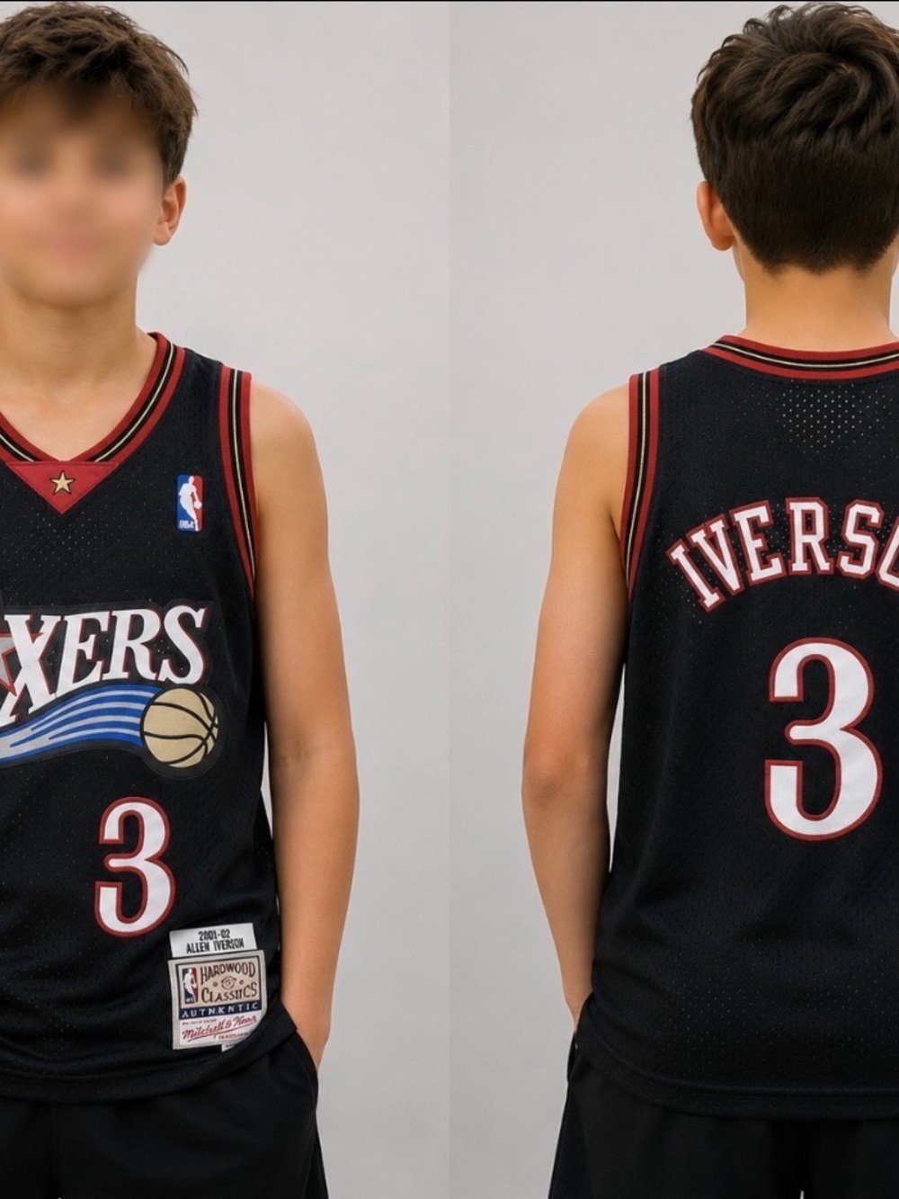 Allen Iverson #3 Kids AI 76ers Black Basketball Youth Medium 10/12 Jersey